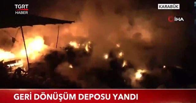 Geri dönüşüm deposu yandı