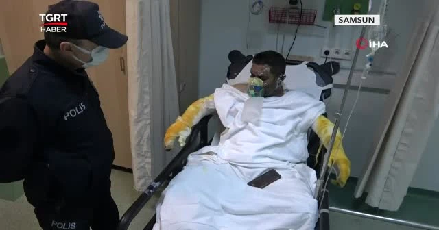 Ailesini kurtarırken kendisi yandı