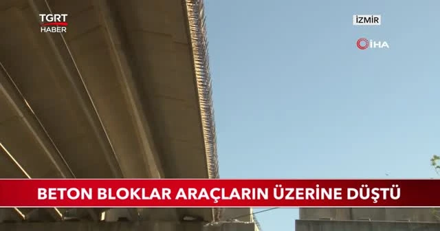 Beton bloklar araçların üzerine düştü