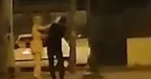Hatay'da bir kadın sokak ortasında erkeğe şiddet uyguladı