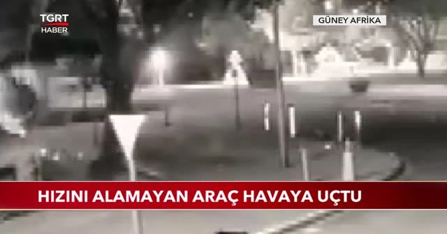 Hızını alamayan araç havaya uçtu