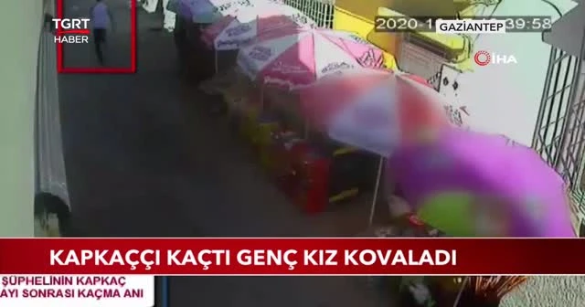 Kapkaççı kaçtı genç kız kovaladı