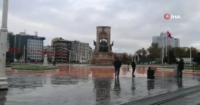Kısıtlama sonrası Taksim'de yaşanan hareketlilik havadan görüntülendi
