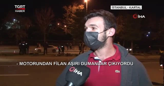 Makas attı araba ikiye bölündü