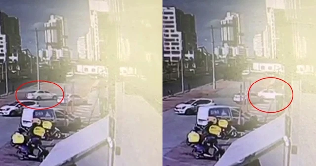 Otomobilin markete daldığı o anlar kamerada