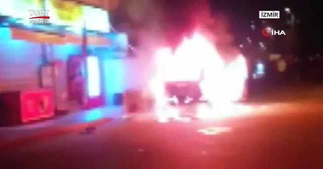Park halindeki araç önce alev aldı ardından patlamalar oldu