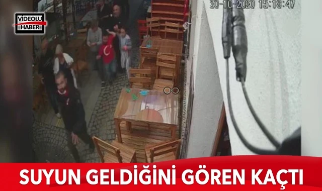 Suyun geldiğini gören kaçtı