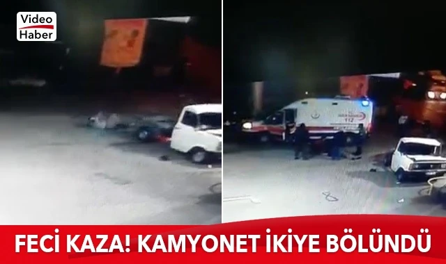 Trabzon’da feci kaza: kamyonet ikiye bölündü