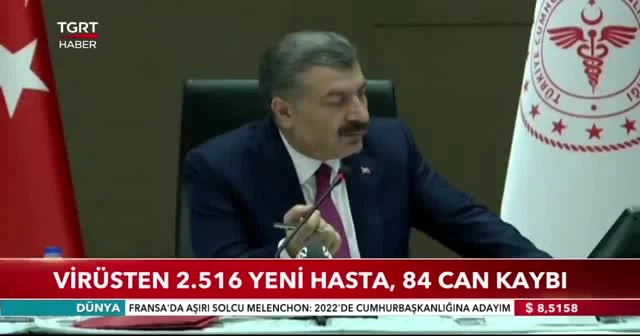 Virüsten 2.516 yeni hasta, 84 can kaybı