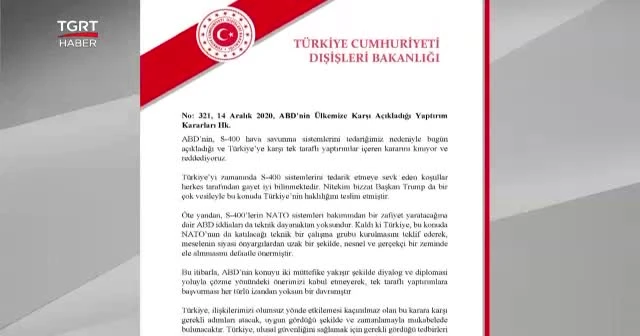 Dışişleri'nden yaptırım kararına tepki