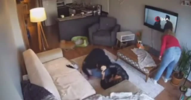 Genç kadın erkek arkadaşı tarafından darp edildiği anlar kamerada