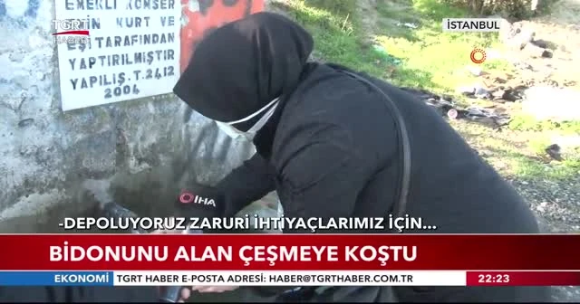 Bidonunu alan çeşmeye koştu