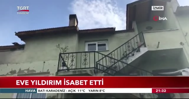 Eve yıldırım isabet etti