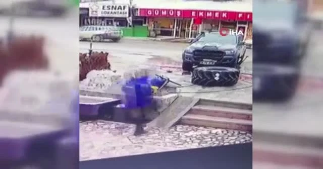Traktör lastiğinin patlama anı kamerada