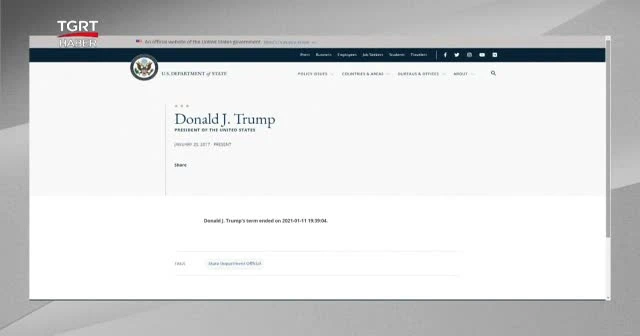 Trump'ın görev süresi bitmiştir yazısı