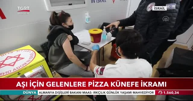 Aşı için gelenlere pizza künefe ikramı