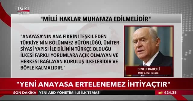 Devlet Bahçeli: Yeni anayasa boynumuzun borcudur