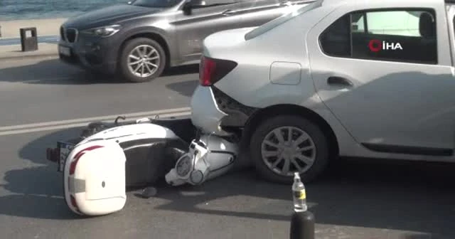 Sarıyer’de feci kaza: Motosikletli otomobilin altına girdi