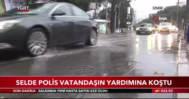 Selde polis vatandaşın yardımına koştu
