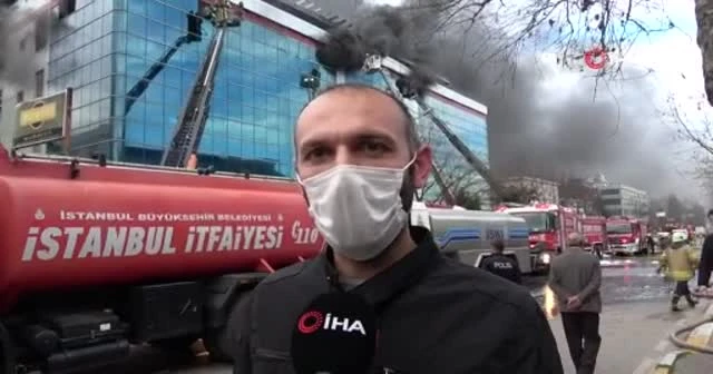 Ümraniye’de fabrikadaki yangın havadan görüntülendi