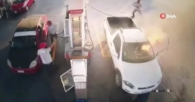 Akaryakıt istasyonunda cep telefonu nedeni ile yangın
