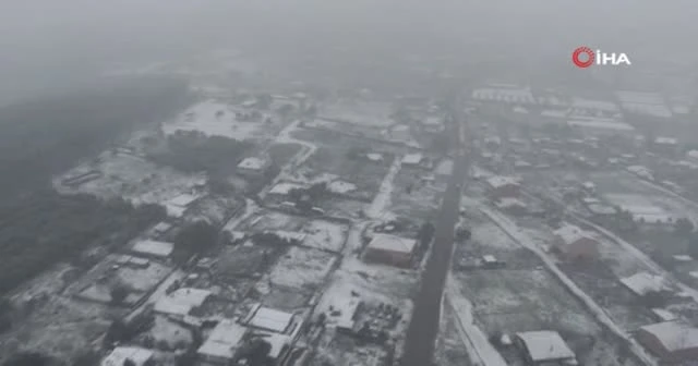 İstanbul’da kar yağışı havadan görüntülendi