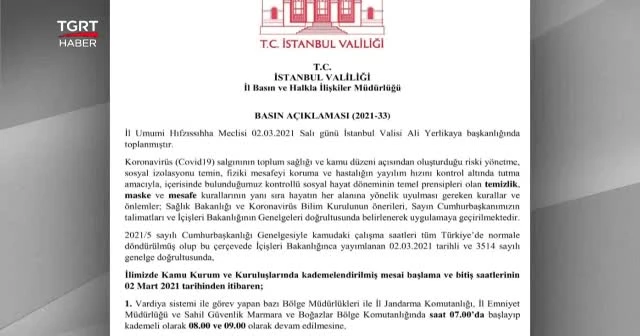 Kamuda mesai saatleri değiştirildi