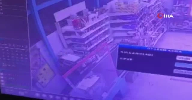 Markete soygun girişimi kamerada