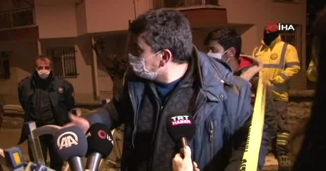 Bakan Soylu, çökme tehlikesi olan binayı inceledi