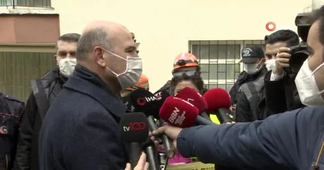 Bakan Soylu istinat duvarı çöken binayla alakalı incelemelerde bulundu