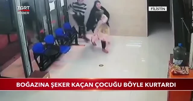 Boğazına şeker kaçan çocuğu böyle kurtardı