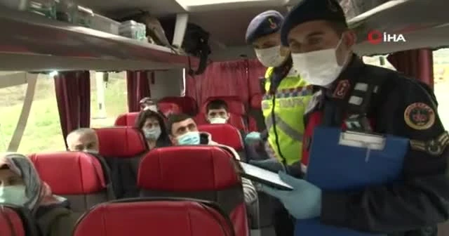 İstanbul'da yolcu otobüslerine korona virüs denetimi