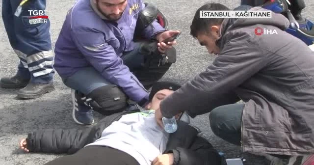 Motosikletli kadın kuryeden feci kaza