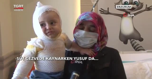 Ocaktaki süt minik Yusuf'un üzerine döküldü