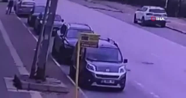 Aracın uçma anı kameraya yansıdı