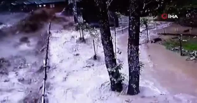 Rize'deki sel çardağı sürükledi