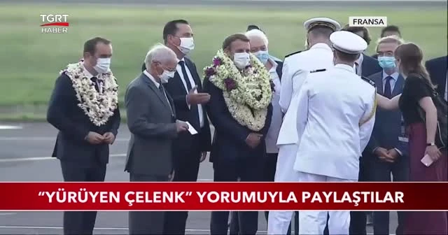 Sosyal medyada alay konusu oldu: Yürüyen çelenk Makron
