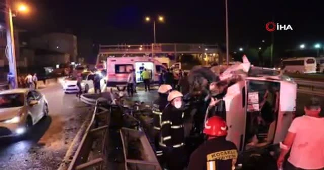 İşçi servisinin yaptığı kazanın görüntüleri çıktı