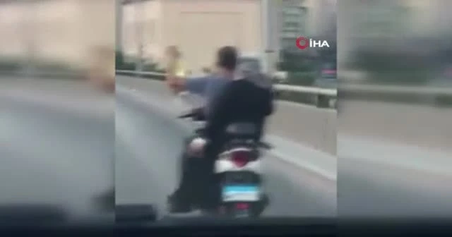 Lübnan'da serum takılı hasta kadın motosikletle seyahat etti