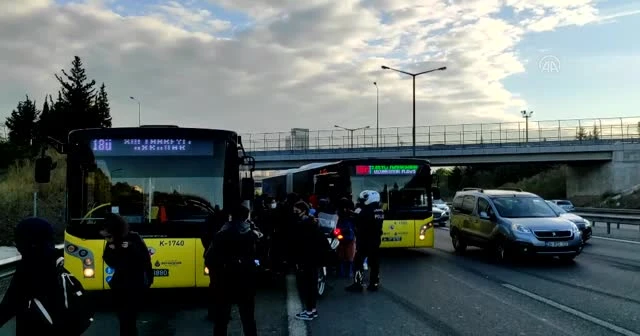Balataları yanan İETT otobüsünde yolcular yolda indi
