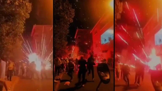 Düğünde havai fişekler bomba gibi patladı