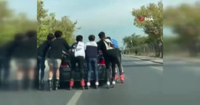 Gençlerin tehlikeli yolculuğu kamerada