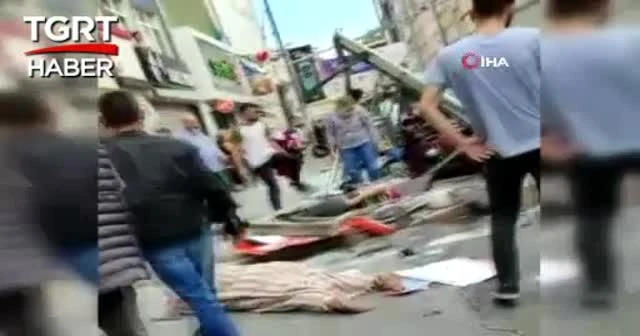 Ticari araç otobüs durağına böyle daldı