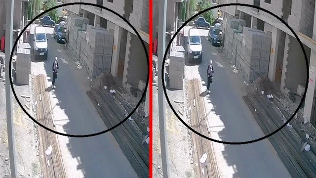 Yolda yürürken kafasına inşaat demirleri düştü