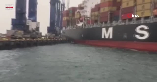 Ambarlı Limanı'nda yük gemisi iskeleye çarptı!