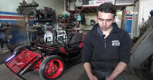 Genç tornacı harçlıklarını biriktirdi 22 yaşında kendi otomobilini yaptı!