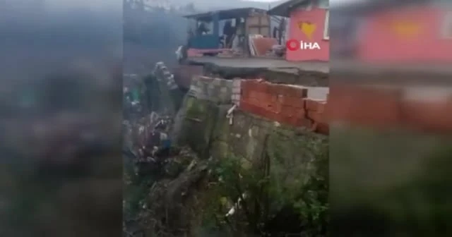 Heyelanda bahçe böyle çöktü
