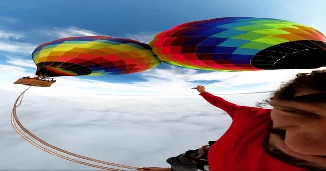 İki balon arasında metrelerce yüksekte böyle yürüdü