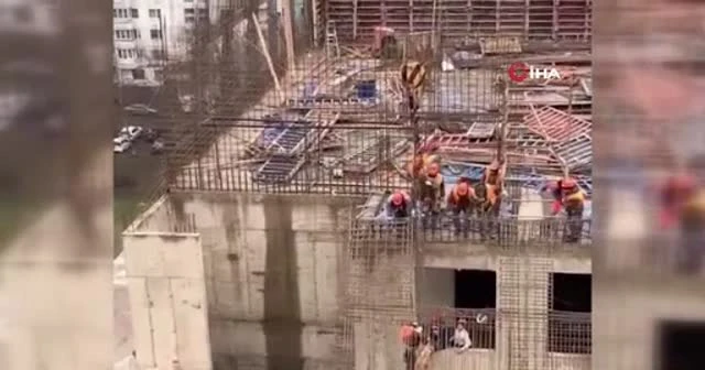 İnşaat işçisi yere çakılmaktan son anda kurtuldu