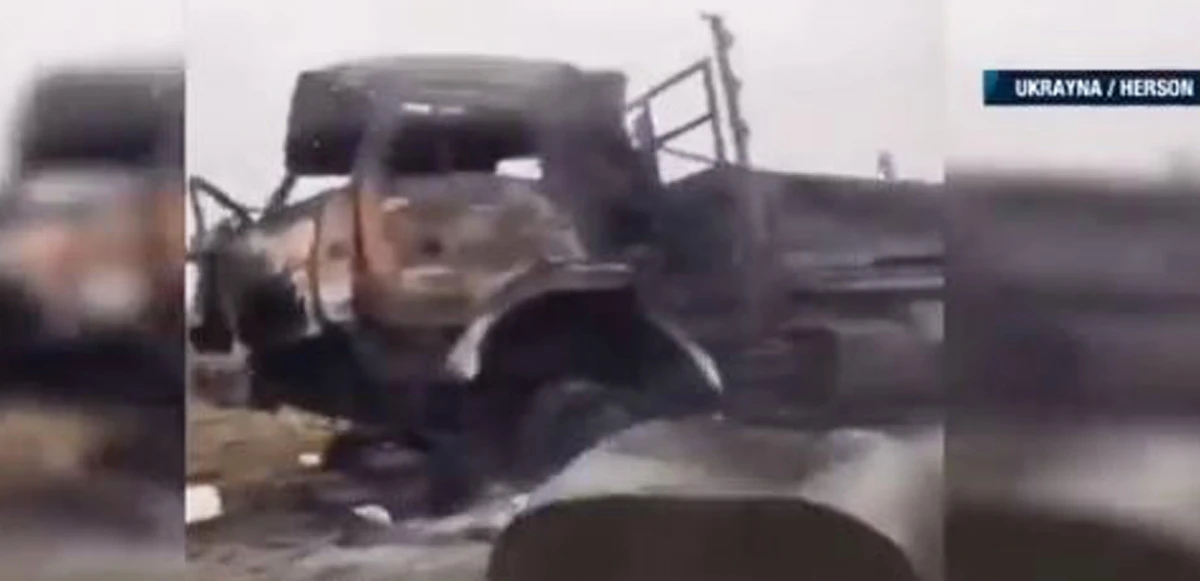 Dünya bu görüntüleri konuşuyor! Rus konvoyu imha edildi